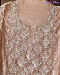 Mul Cotton Lucknowi Embroidered Un-Stitched Suit with Embroidered Dupatta
