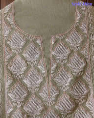 Mul Cotton Lucknowi Embroidered Un-Stitched Suit with Embroidered Dupatta
