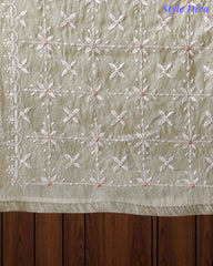 Mul Cotton Lucknowi Embroidered Un-Stitched Suit with Embroidered Dupatta