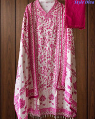 Muslin Digital Printed Cut Dana Work Semi-Stitched Suit with Tassel Dupatta