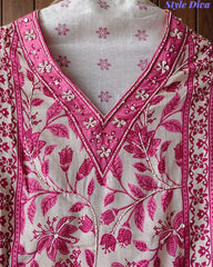 Muslin Digital Printed Cut Dana Work Semi-Stitched Suit with Tassel Dupatta