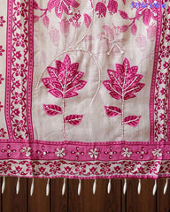 Muslin Digital Printed Cut Dana Work Semi-Stitched Suit with Tassel Dupatta