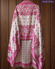 Muslin Digital Printed Cut Dana Work Semi-Stitched Suit with Tassel Dupatta