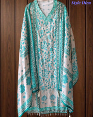 Muslin Digital Printed Cut Dana Work Semi-Stitched Suit with Tassel Dupatta