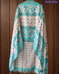 Muslin Digital Printed Cut Dana Work Semi-Stitched Suit with Tassel Dupatta