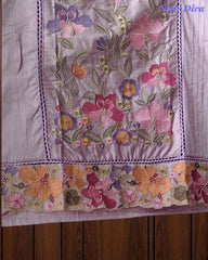 Pure Cotton Thread Embroidered Unstitched Suit with Mul Cotton Scalloped Embroidered Dupatta