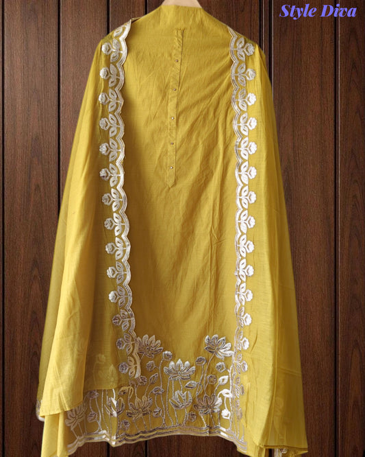 Mul CottonLaser Cut Gotta Work Un-Stitched Suit with Designer Dupatta