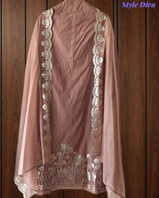 Mul CottonLaser Cut Gotta Work Un-Stitched Suit with Designer Dupatta