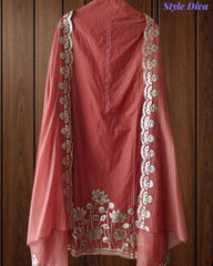 Mul Cotton Laser Cut Gotta Work Un-Stitched Suit with Designer Dupatta
