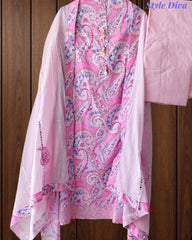 Cotton Printed Unstitched Suit with Faux Mirror & Applique Work Dupatta