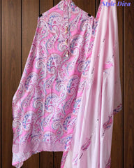 Cotton Printed Unstitched Suit with Faux Mirror & Applique Work Dupatta