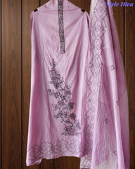 Mul Cotton Lucknowi Embroidered Un-Stitched Suit with Embroidered Dupatta