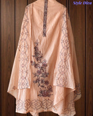 Mul Cotton Lucknowi Embroidered Un-Stitched Suit with Embroidered Dupatta