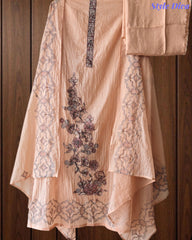 Mul Cotton Lucknowi Embroidered Un-Stitched Suit with Embroidered Dupatta