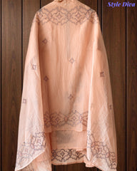 Mul Cotton Lucknowi Embroidered Un-Stitched Suit with Embroidered Dupatta