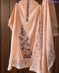 Mul Cotton Lucknowi Embroidered Un-Stitched Suit with Embroidered Dupatta