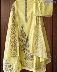 Mul Cotton Lucknowi Embroidered Un-Stitched Suit with Embroidered Dupatta