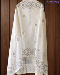 Mul Cotton Lucknowi Embroidered Un-Stitched Suit with Embroidered Dupatta