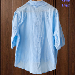 Pure Cotton Embroidered Regular Fit Casual Korean Shirt for Women