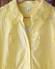 Pure Cotton Embroidered Regular Fit Casual Korean Shirt for Women