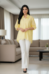 Pure Cotton Embroidered Regular Fit Casual Korean Shirt for Women