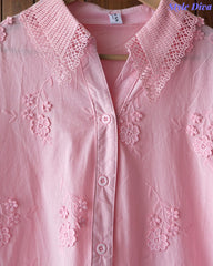 Pure Cotton Embroidered Regular Fit Casual Korean Shirt for Women
