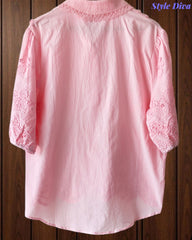 Pure Cotton Embroidered Regular Fit Casual Korean Shirt for Women