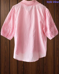 Pure Cotton Embroidered Regular Fit Casual Korean Shirt for Women