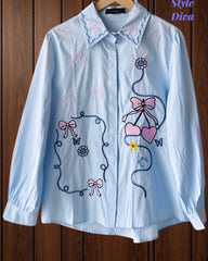 Women's Pure Cotton Floral Embroidered Korean Shirt | Regular Fit Casual Top