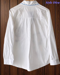 Women's Pure Cotton Floral Embroidered Korean Shirt | Regular Fit Casual Top