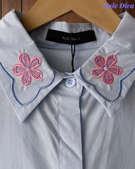 Women’s Pure Cotton Butterfly 3D Embroidery Korean Shirt | Casual Regular Fit Shirt