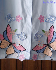 Women’s Pure Cotton Butterfly 3D Embroidery Korean Shirt | Casual Regular Fit Shirt