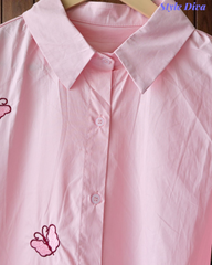 2XL-Pure Cotton Butterfly 3D Embroidery Korean Shirt | Casual Regular Fit Shirt