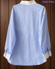 2XL-Casual Striped Floral 3D Embroidery Korean Shirt – Pure Cotton Regular Fit Top
