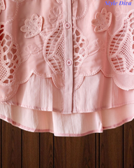 Women’s Pure Cotton 3D Crochet Lacing Korean Shirt | Casual Regular Fit Shirt