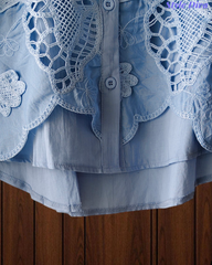 Women’s Pure Cotton 3D Crochet Lacing Korean Shirt | Casual Regular Fit Shirt