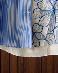 Women's Pure Cotton Floral Embroidered Korean Shirt | Regular Fit Casual Top