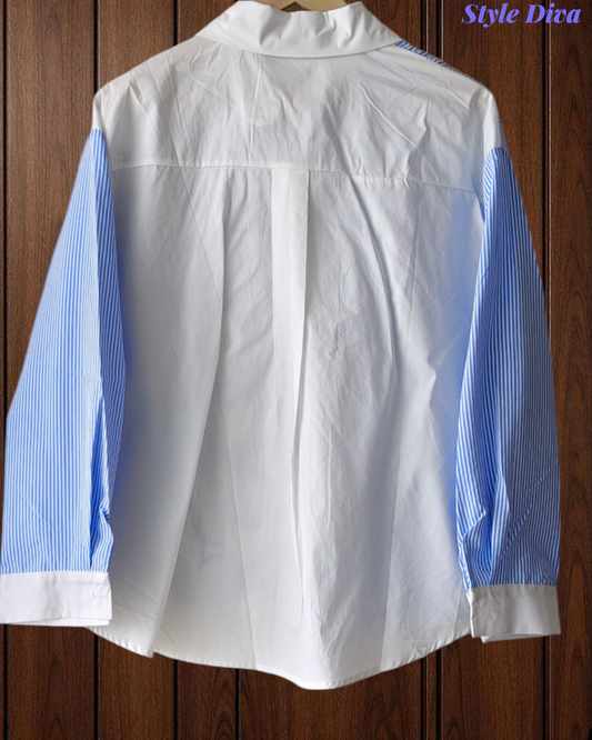 Women's Pure Cotton Floral Embroidered Korean Shirt | Regular Fit Casual Top