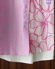 Women's Pure Cotton Floral Embroidered Korean Shirt | Regular Fit Casual Top