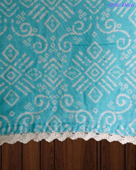 Malai Cotton Printed Unstitched Suit with Mirror Work and Crochet Lacing Dupatta