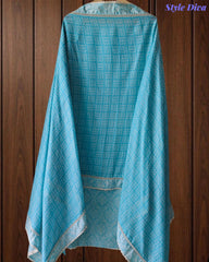 Malai Cotton Printed Unstitched Suit with Mirror Work and Crochet Lacing Dupatta