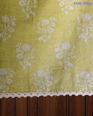 Malai Cotton Printed Unstitched Suit with Mirror Work and Crochet Lacing Dupatta