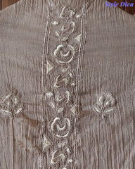 Crush Mul Cotton Embroidered Unstitched Suit with Sequin Highlighted Dupatta