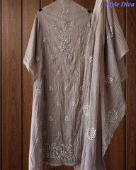Crush Mul Cotton Embroidered Unstitched Suit with Sequin Highlighted Dupatta