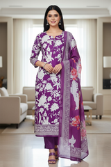 Jaam Cotton Printed Unstitched Suit with Mul Cotton Digital Print Dupatta