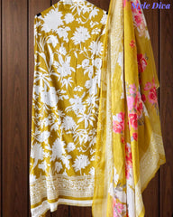 Jaam Cotton Printed Unstitched Suit with Mul Cotton Digital Print Dupatta