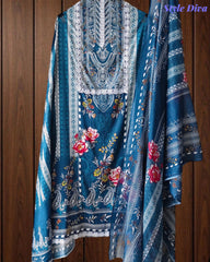 Jaam Cotton Printed Unstitched Suit with Mul Cotton Digital Print Dupatta