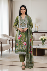 Jaam Cotton Printed Unstitched Suit with Mul Cotton Digital Print Dupatta