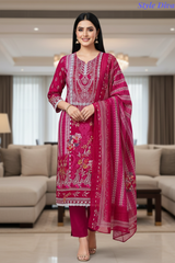 Jaam Cotton Printed Unstitched Suit with Mul Cotton Digital Print Dupatta