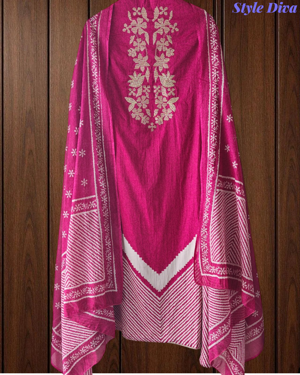 Cotton Digital Print Zari Embroidery Unstitched Suit with Mul Cotton Dupatta